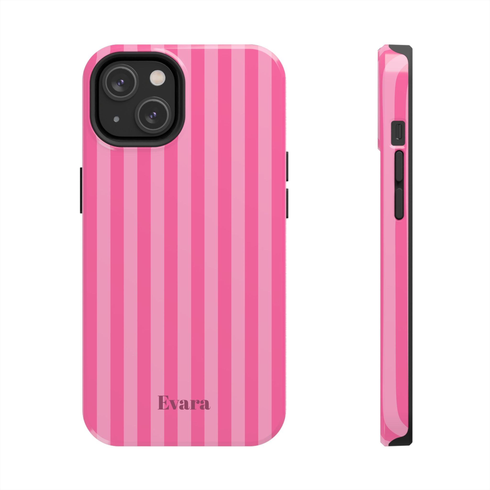 Pink Vertical Stripe Phone Case — Personalized Name Option