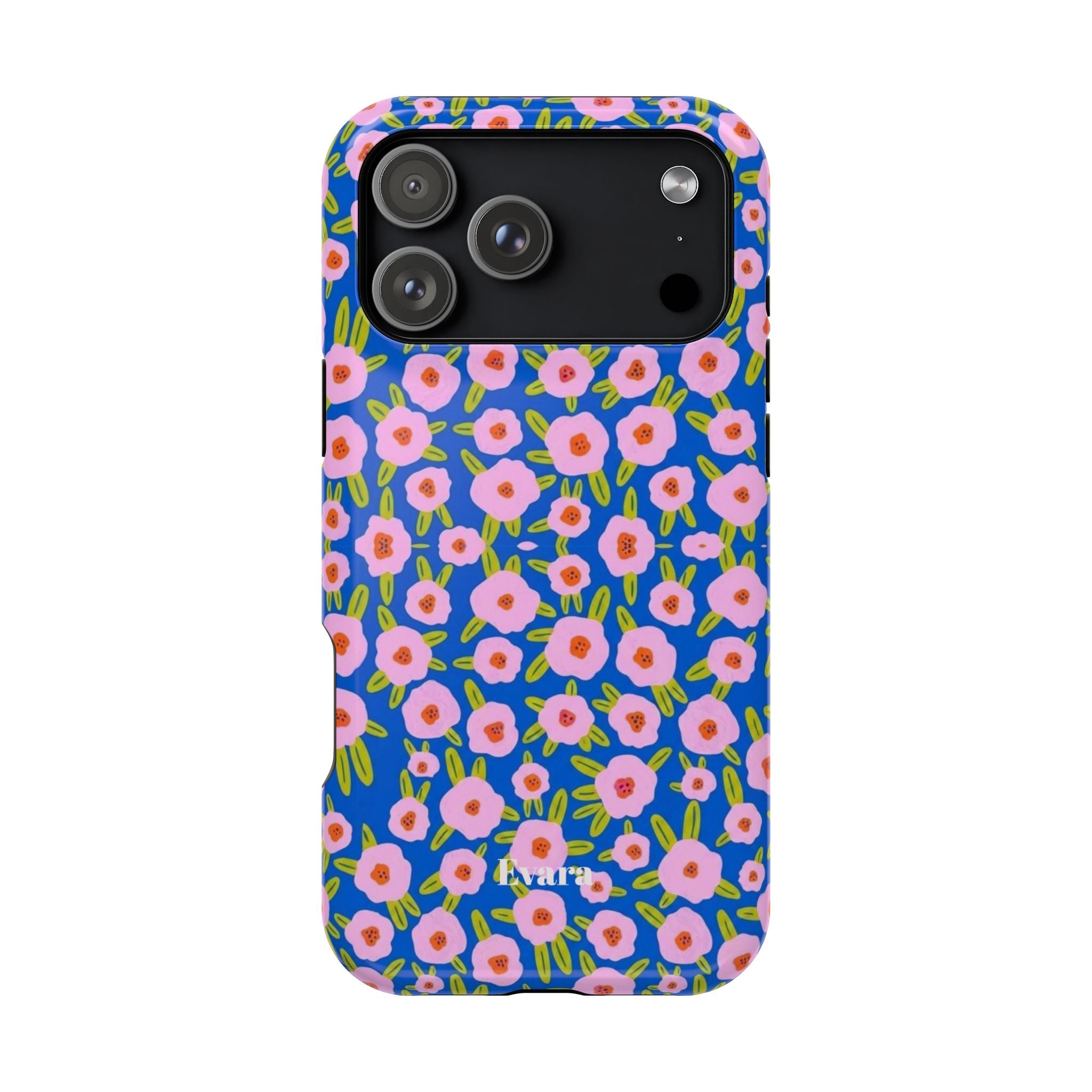 Bright Blue & Pink Floral Phone Case- Magsafe