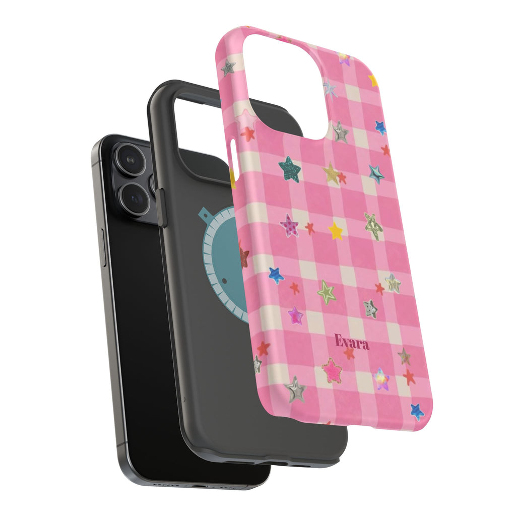 Pink Gingham Star Phone Case- Magsafe