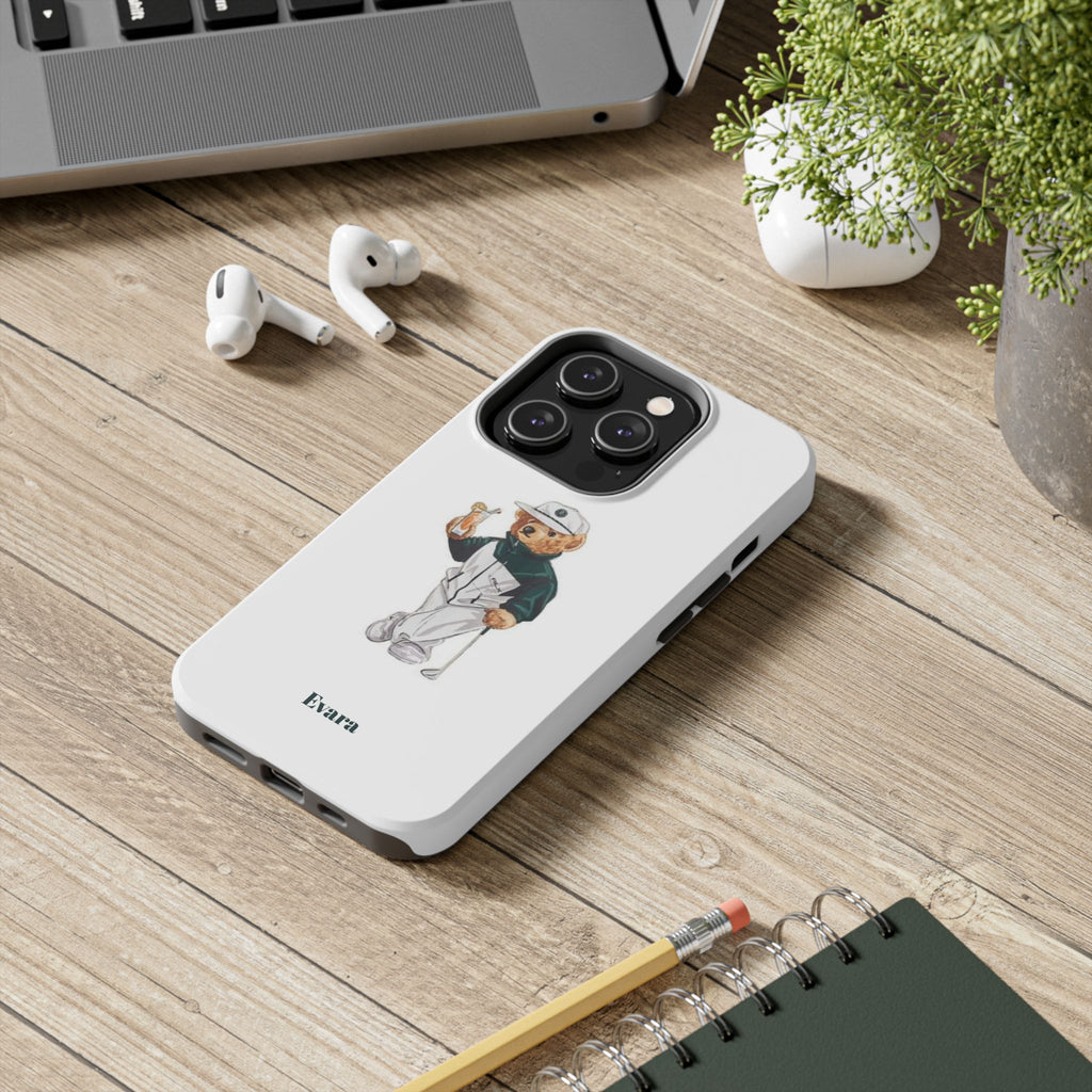 Tough Phone Case — Personalized Golf Bear Design