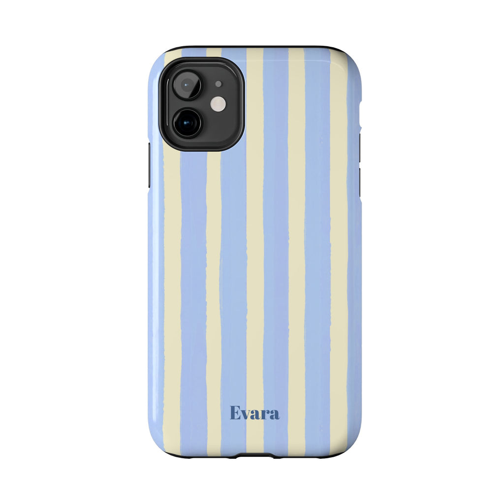 Pastel Blue & Cream Stripe Phone Case