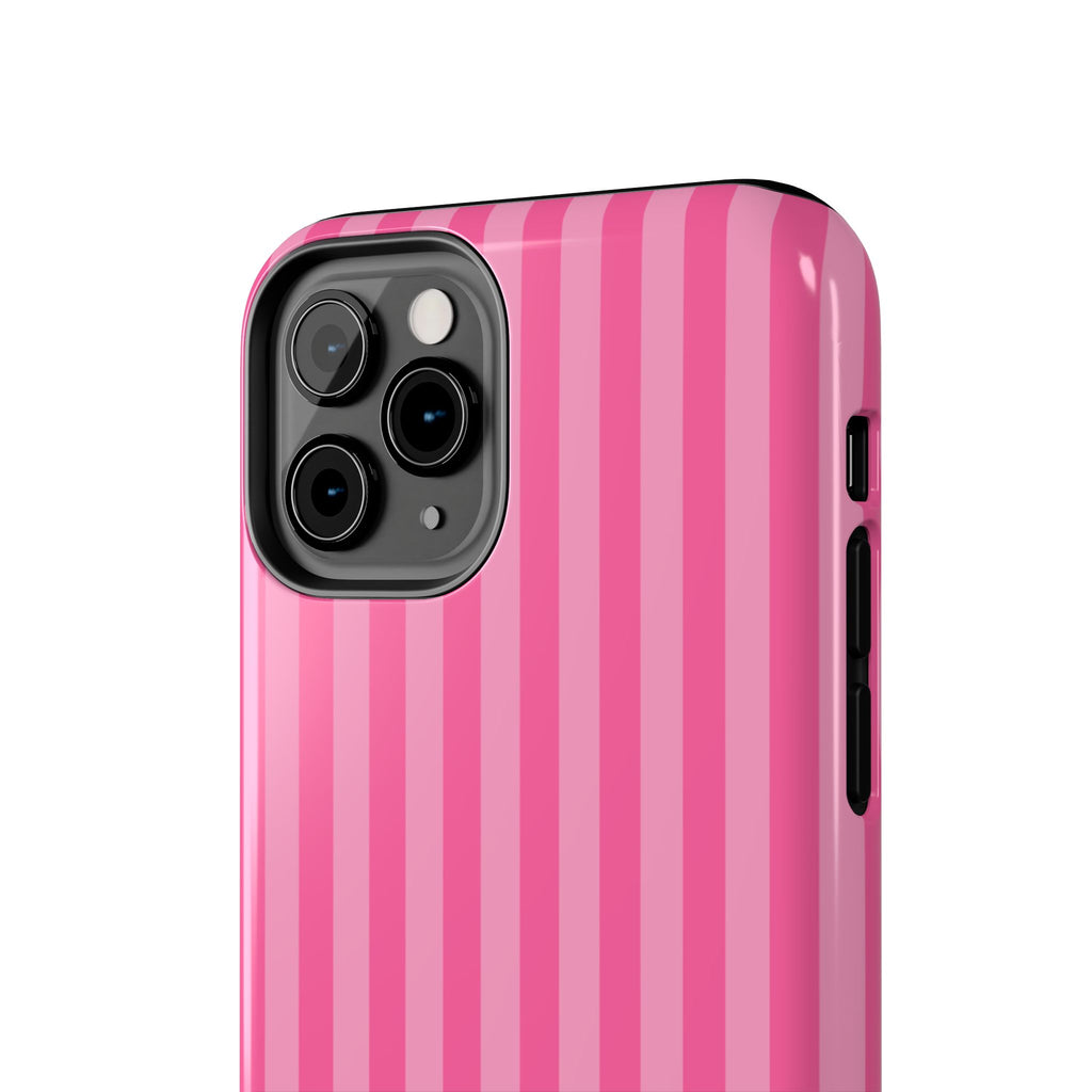 Pink Vertical Stripe Phone Case — Personalized Name Option