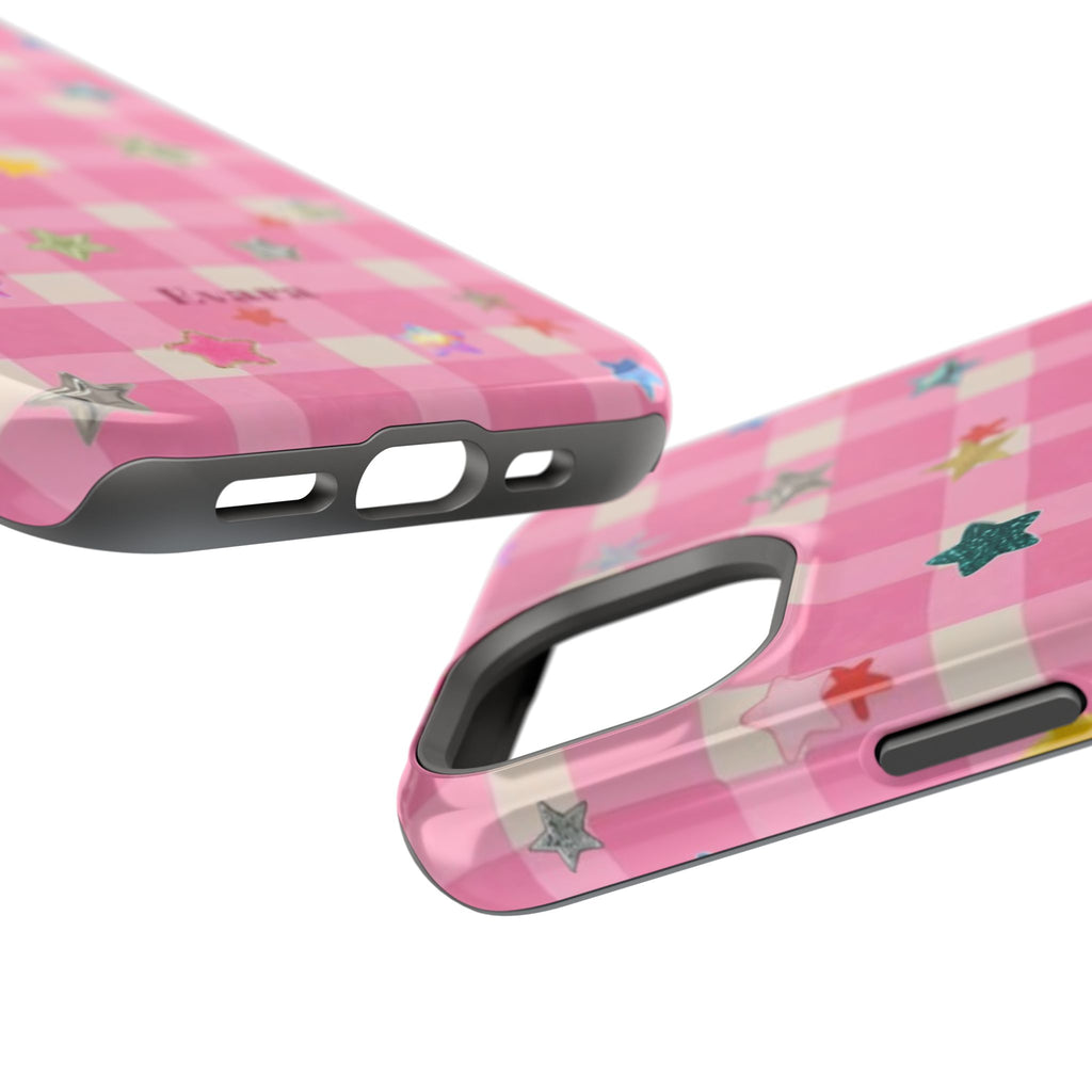 Pink Gingham Star Phone Case- Magsafe