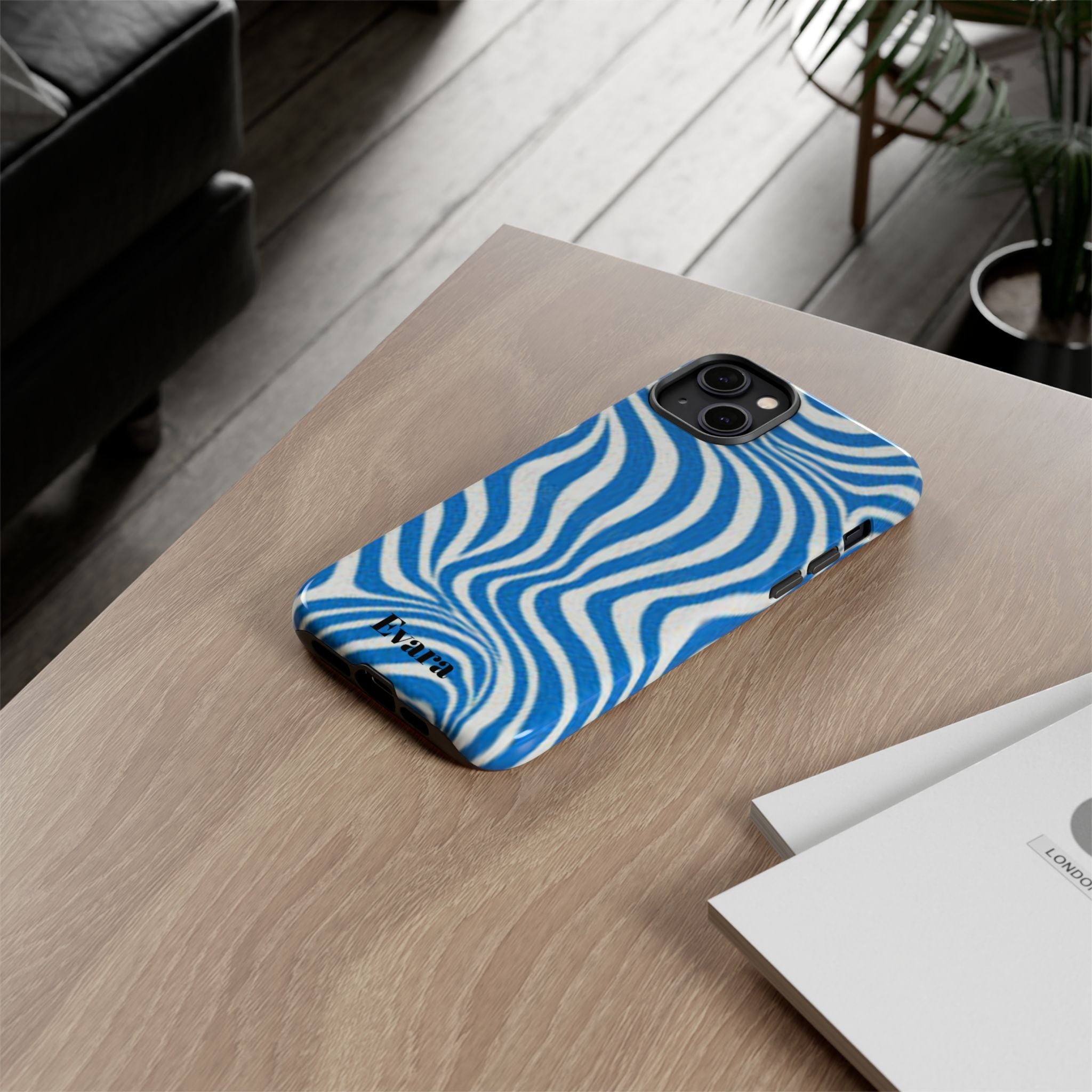 Blue Wavy Zebra Phone Case