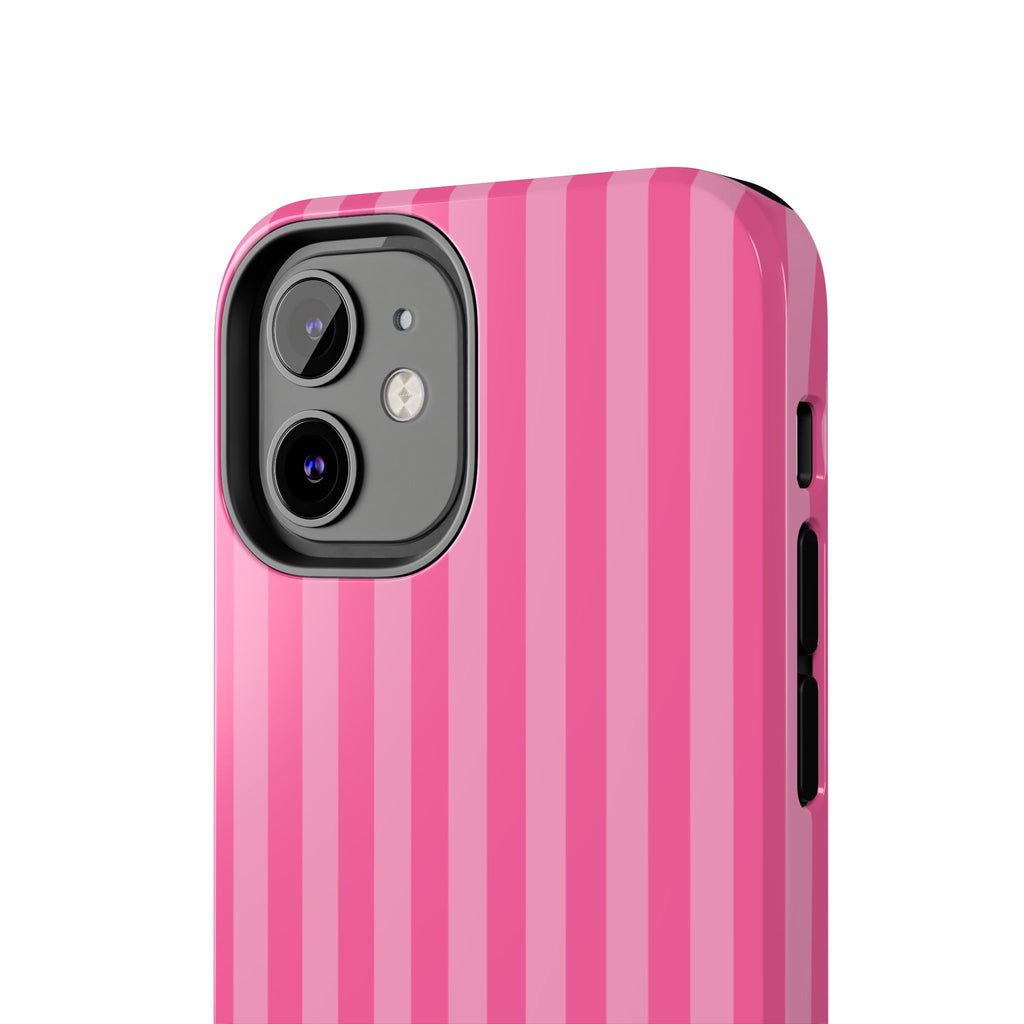 Pink Vertical Stripe Phone Case — Personalized Name Option