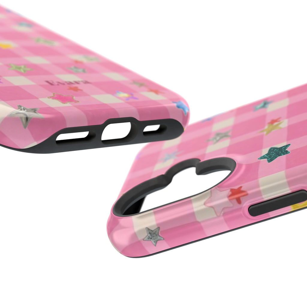 Pink Gingham Star Phone Case- Magsafe