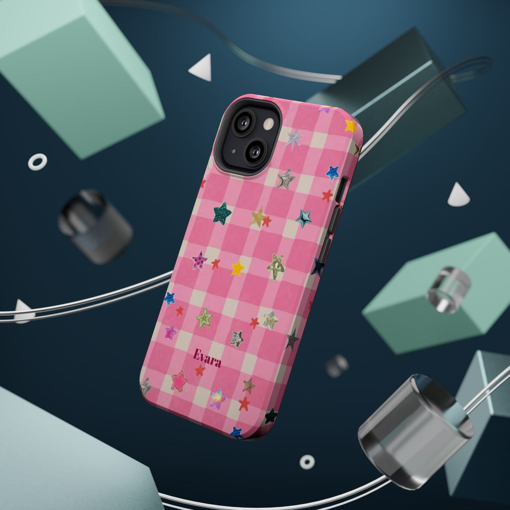 Pink Gingham Star Phone Case- Magsafe
