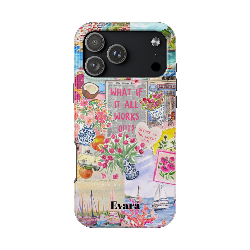 "What If It All Works Out?" Floral Collage Phone Case