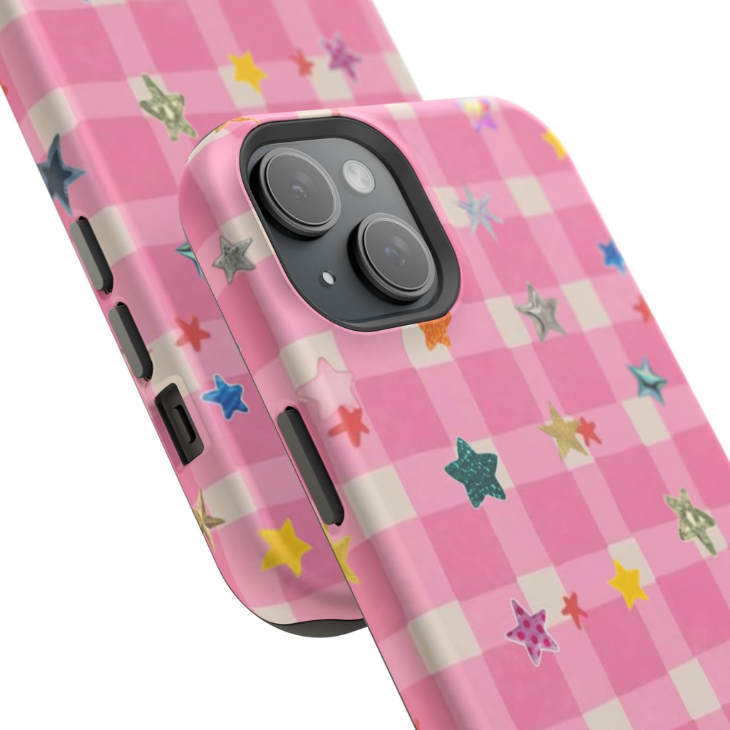 Pink Gingham Star Phone Case- Magsafe