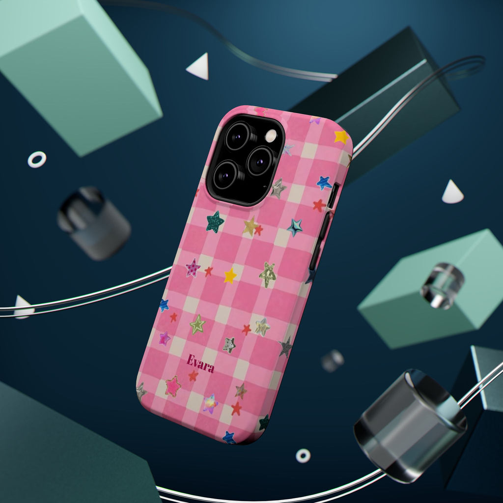 Pink Gingham Star Phone Case- Magsafe