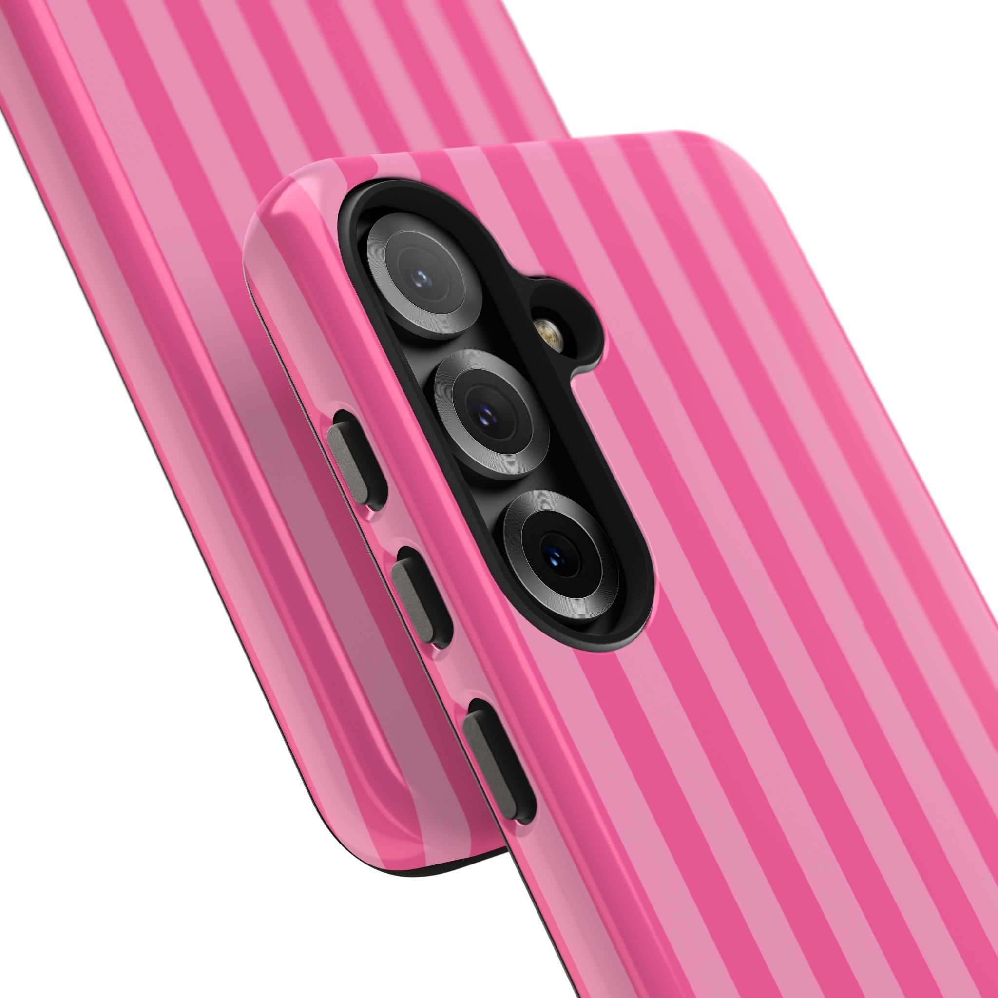 Pink Vertical Stripe Phone Case — Personalized Name Option