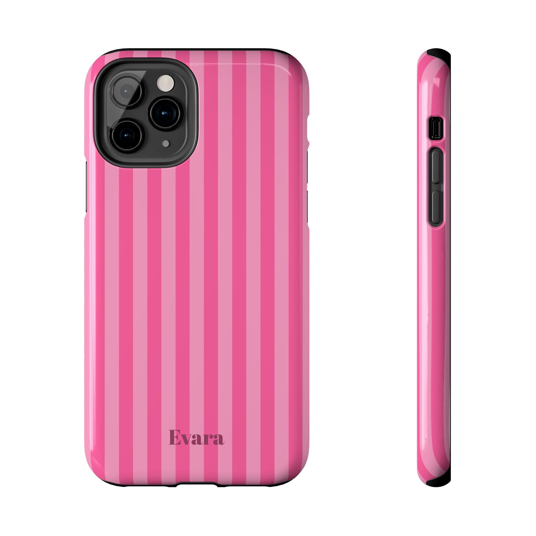 Pink Vertical Stripe Phone Case — Personalized Name Option