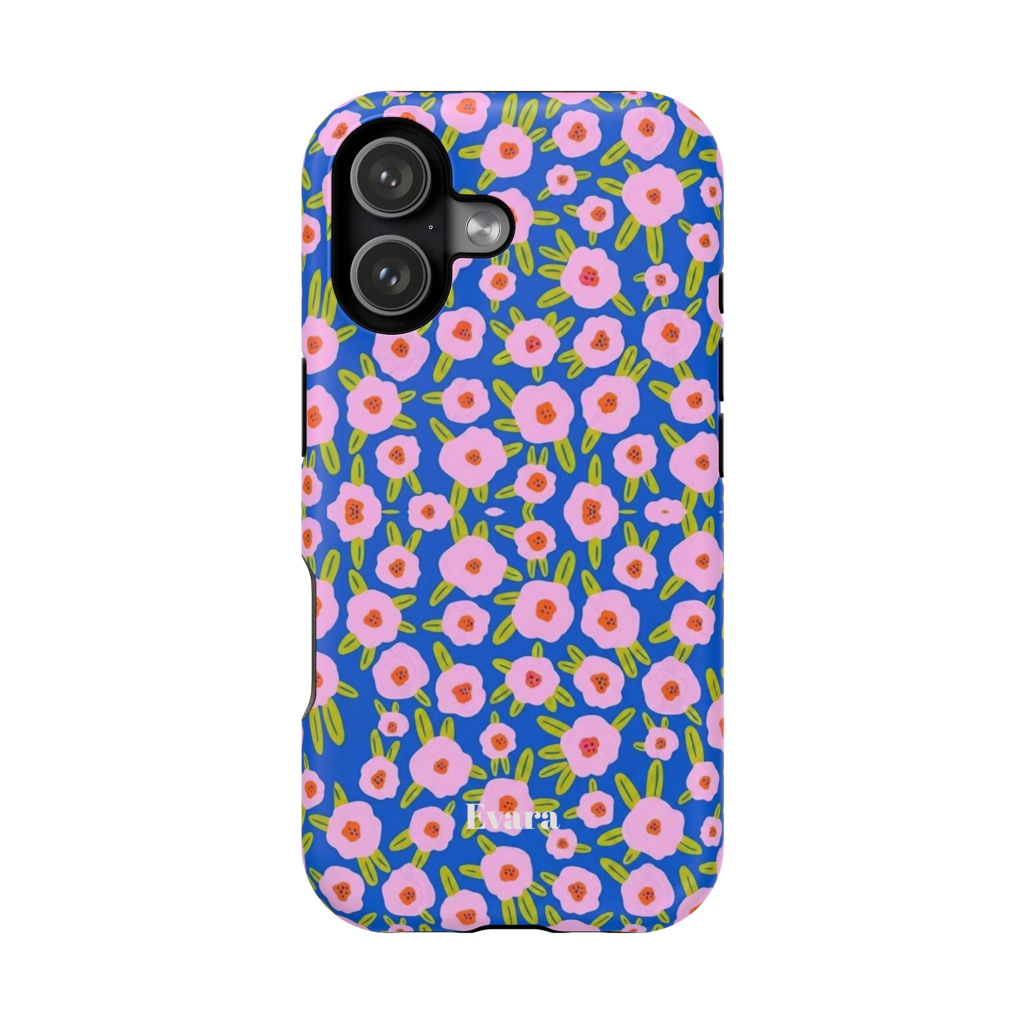 Bright Blue & Pink Floral Phone Case- Magsafe