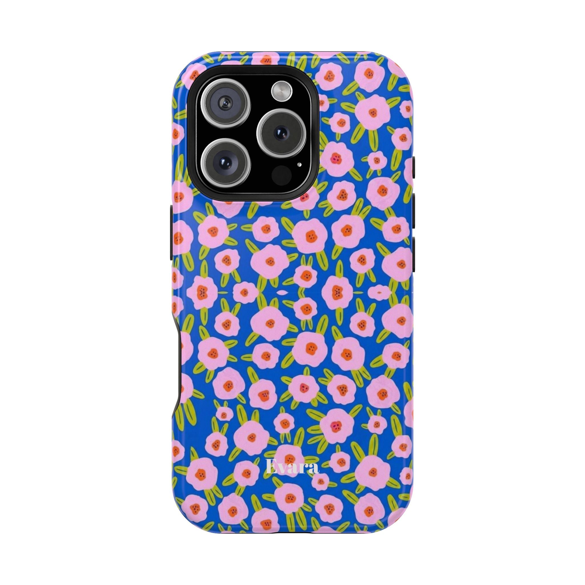 Bright Blue & Pink Floral Phone Case- Magsafe