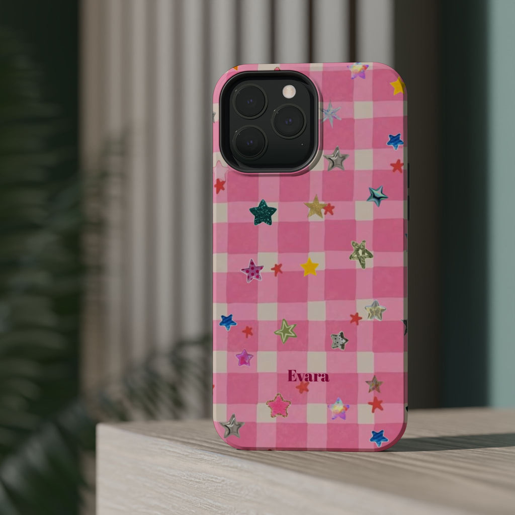 Pink Gingham Star Phone Case- Magsafe