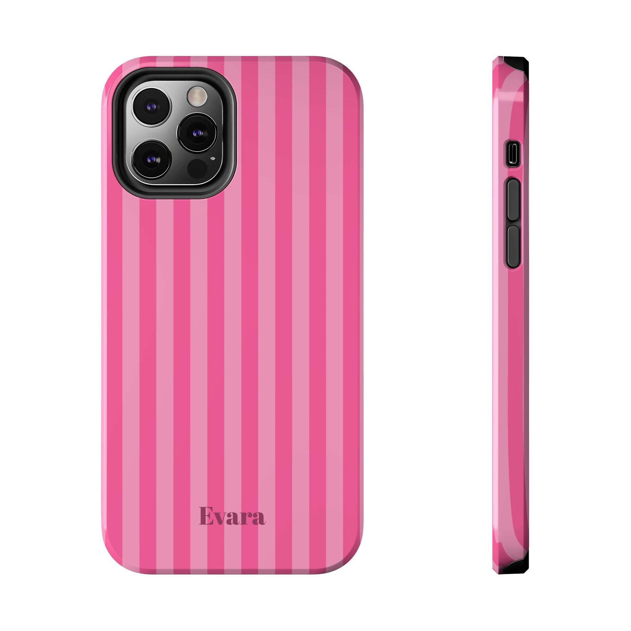 Pink Vertical Stripe Phone Case — Personalized Name Option