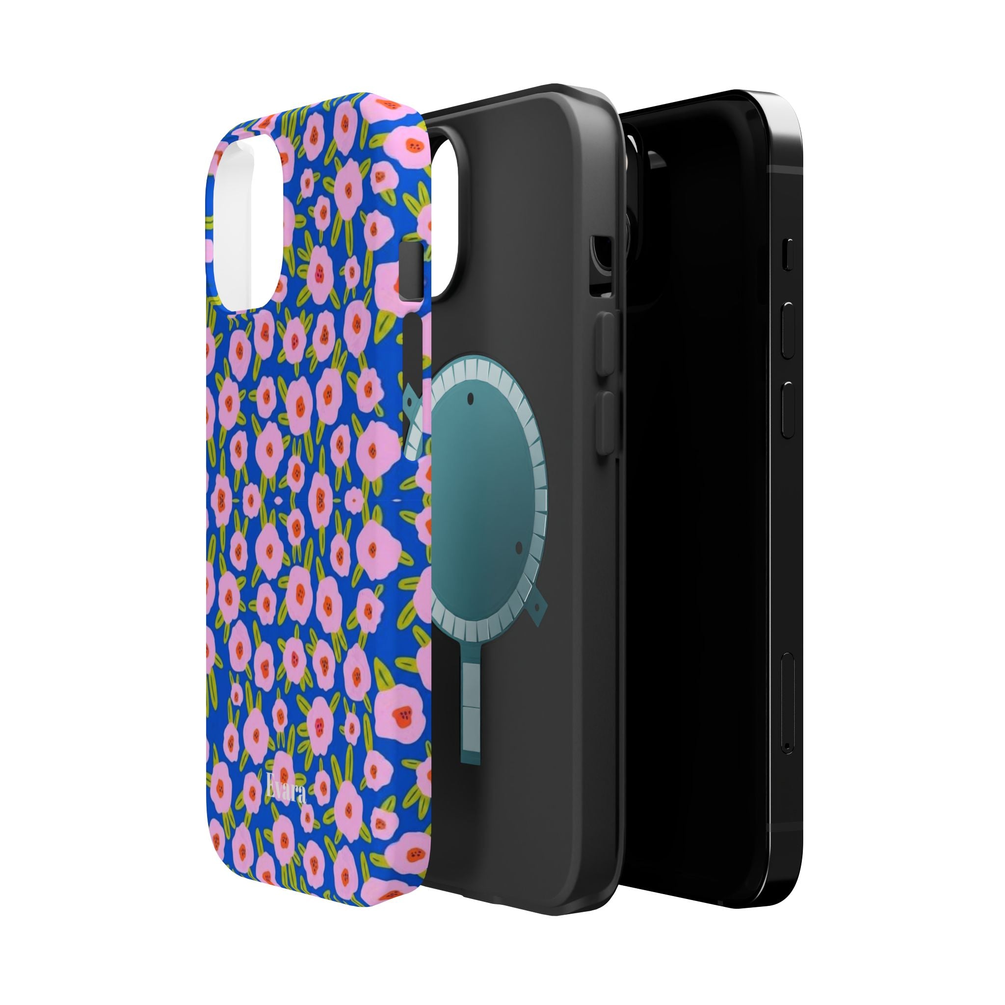 Bright Blue & Pink Floral Phone Case- Magsafe