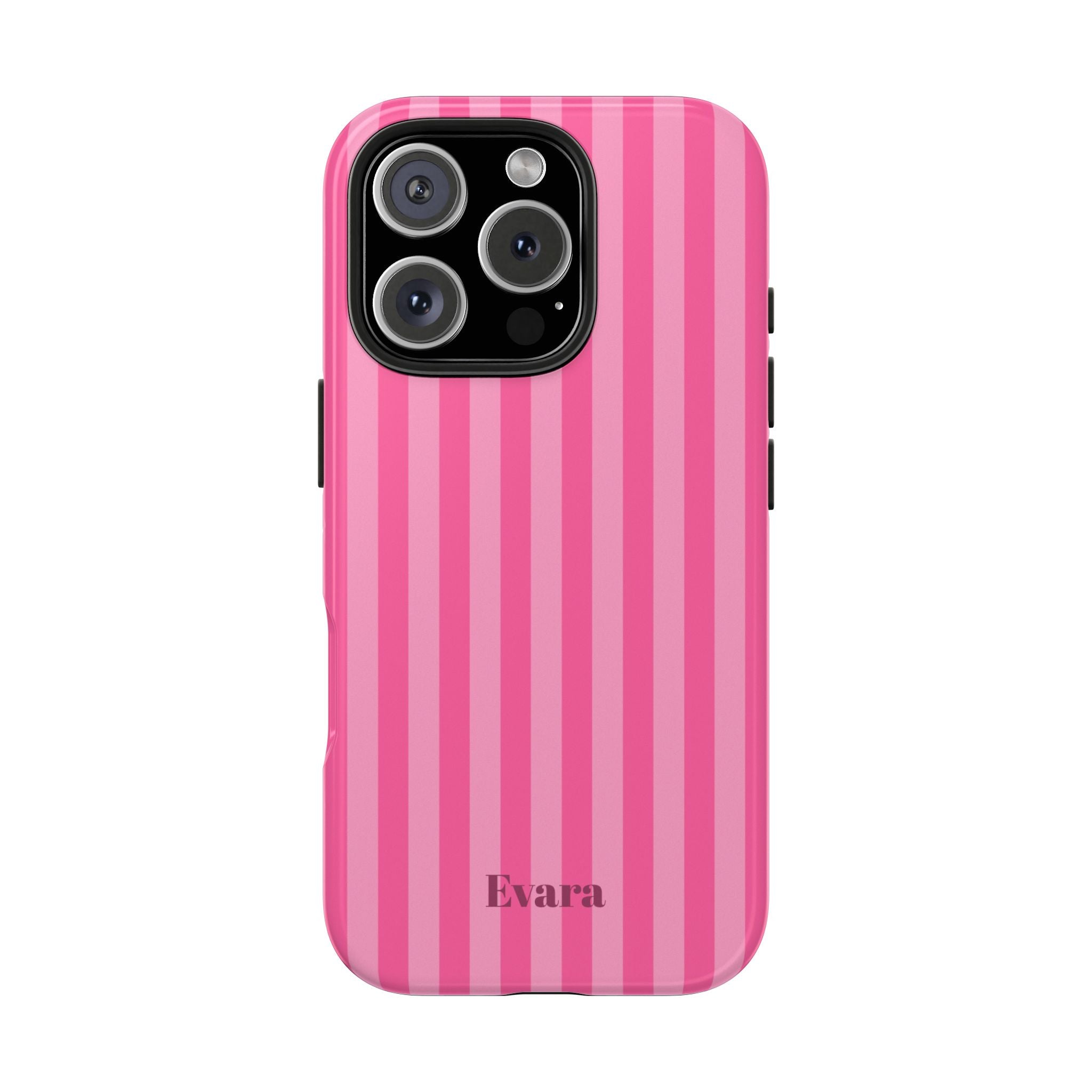 Pink Vertical Stripe Phone Case — Personalized Name Option