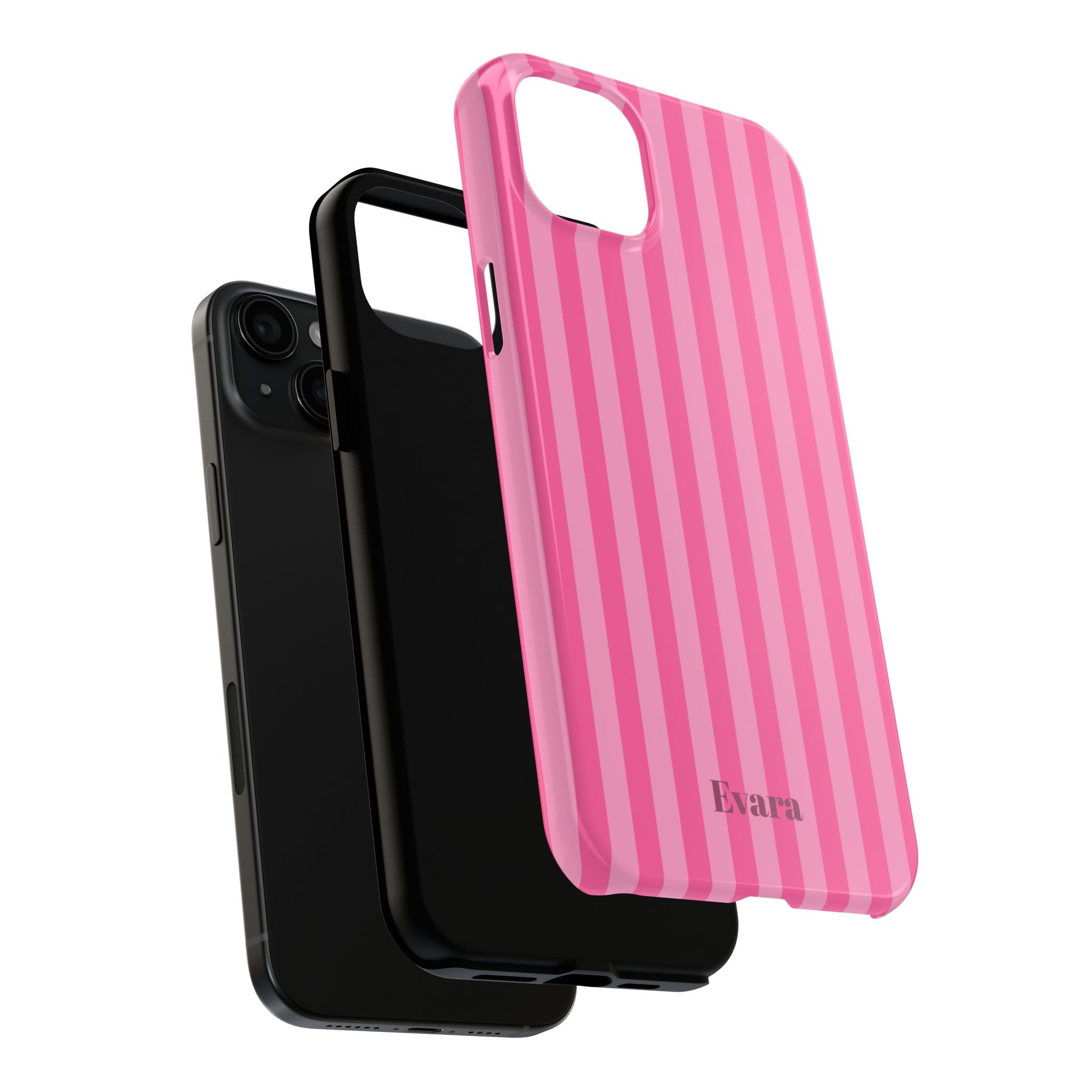 Pink Vertical Stripe Phone Case — Personalized Name Option