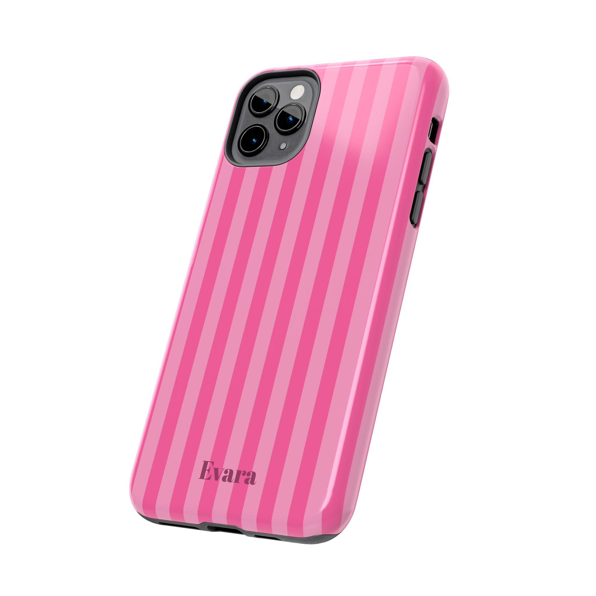 Pink Vertical Stripe Phone Case — Personalized Name Option