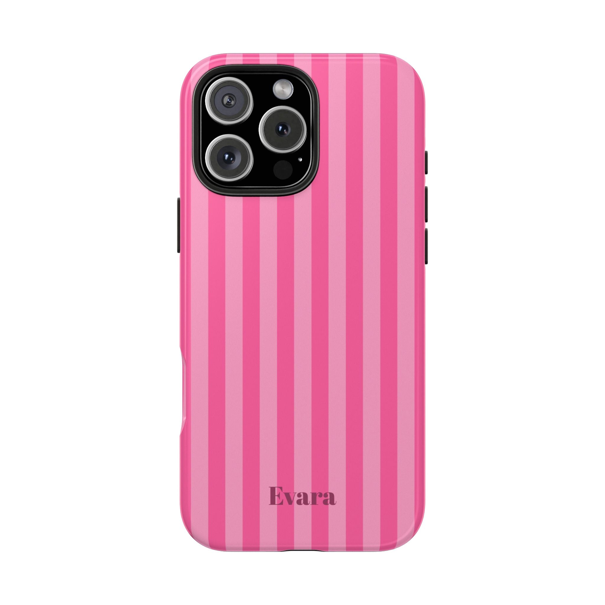 Pink Vertical Stripe Phone Case — Personalized Name Option