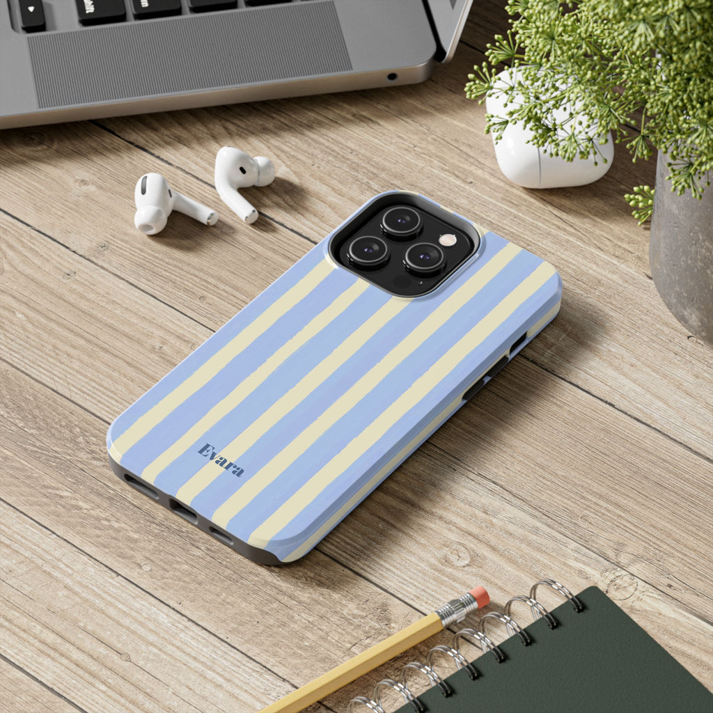 Pastel Blue & Cream Stripe Phone Case