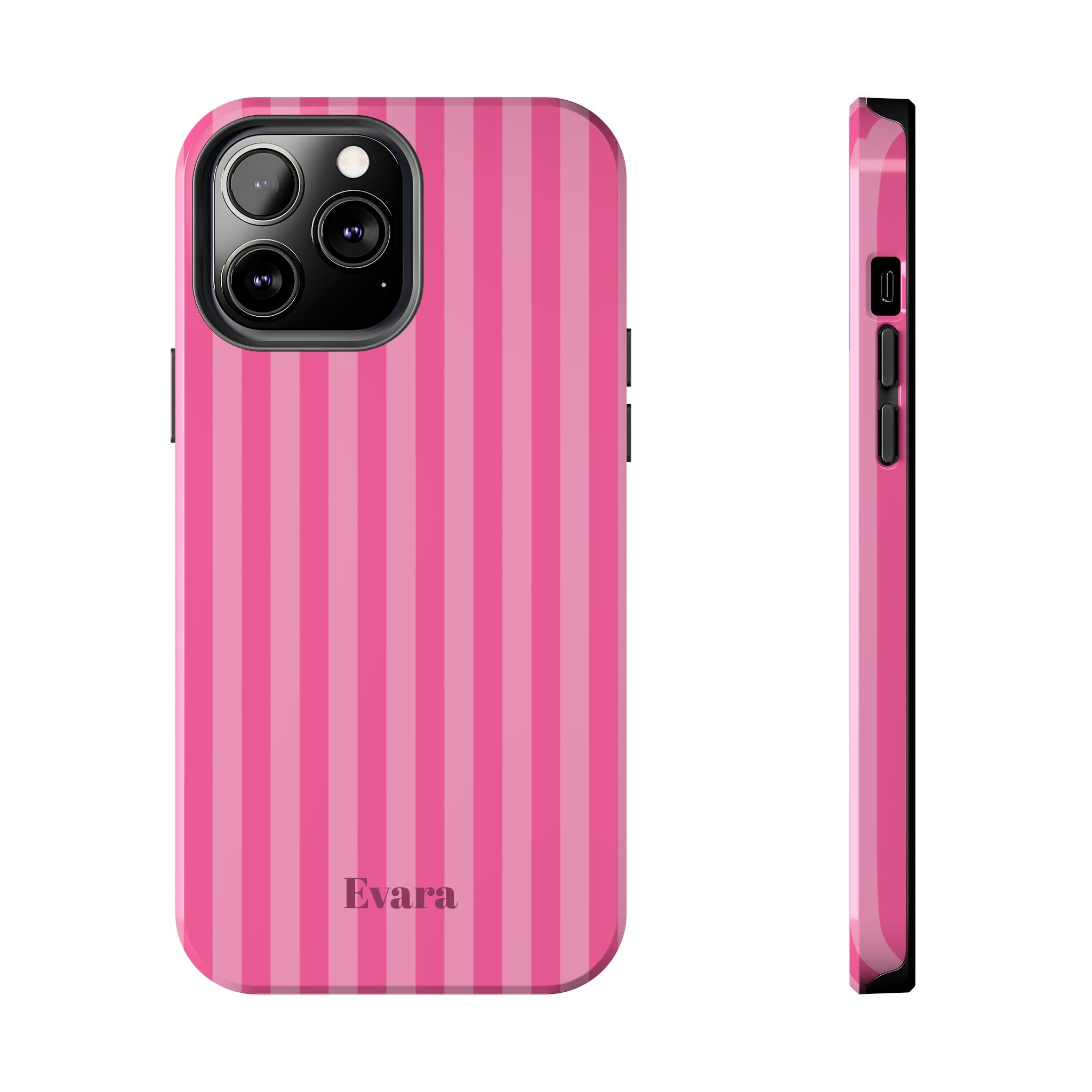 Pink Vertical Stripe Phone Case — Personalized Name Option