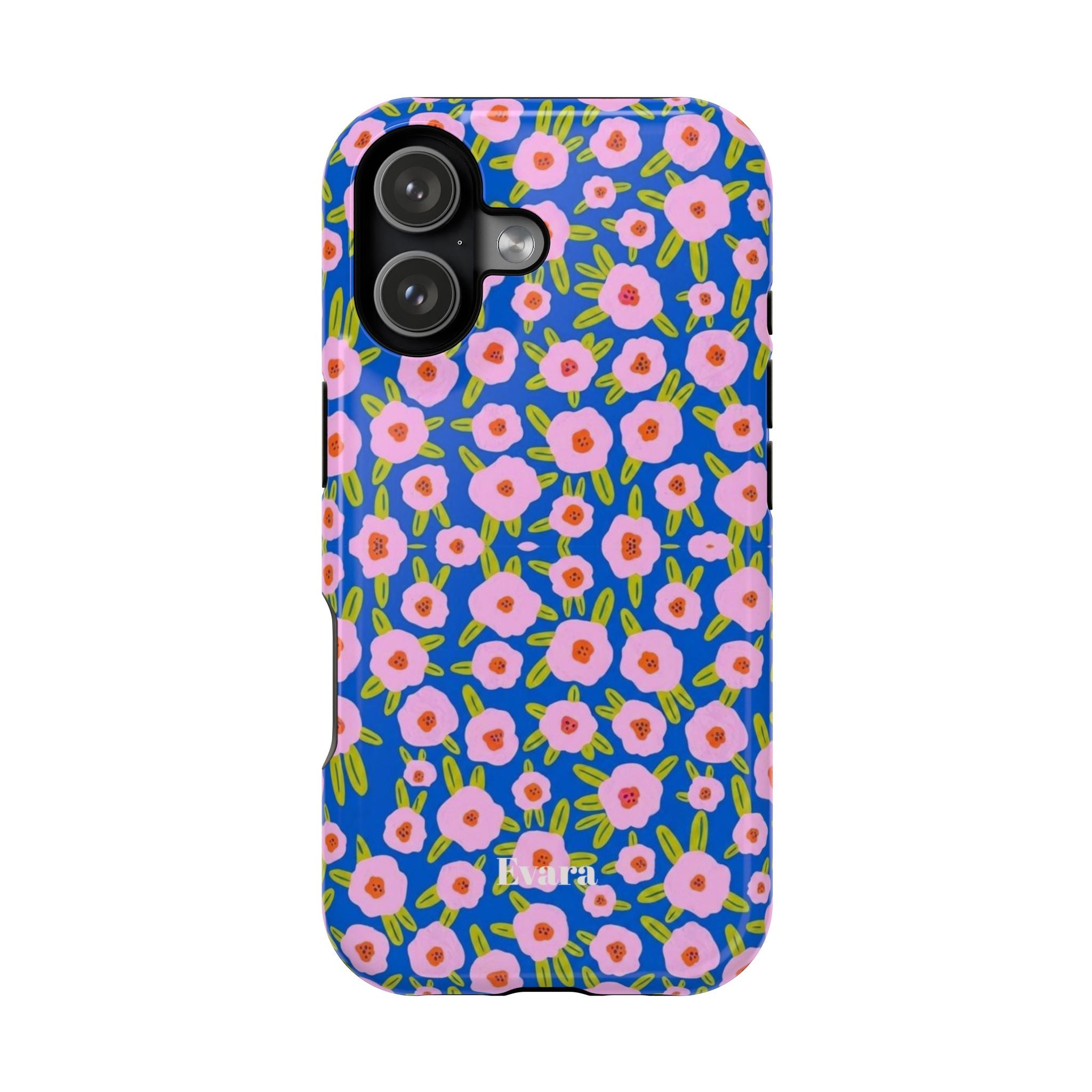 Bright Blue & Pink Floral Phone Case- Magsafe