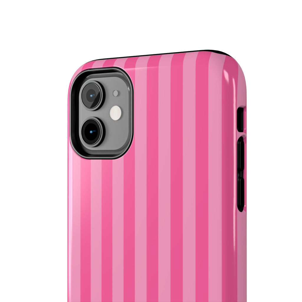 Pink Vertical Stripe Phone Case — Personalized Name Option