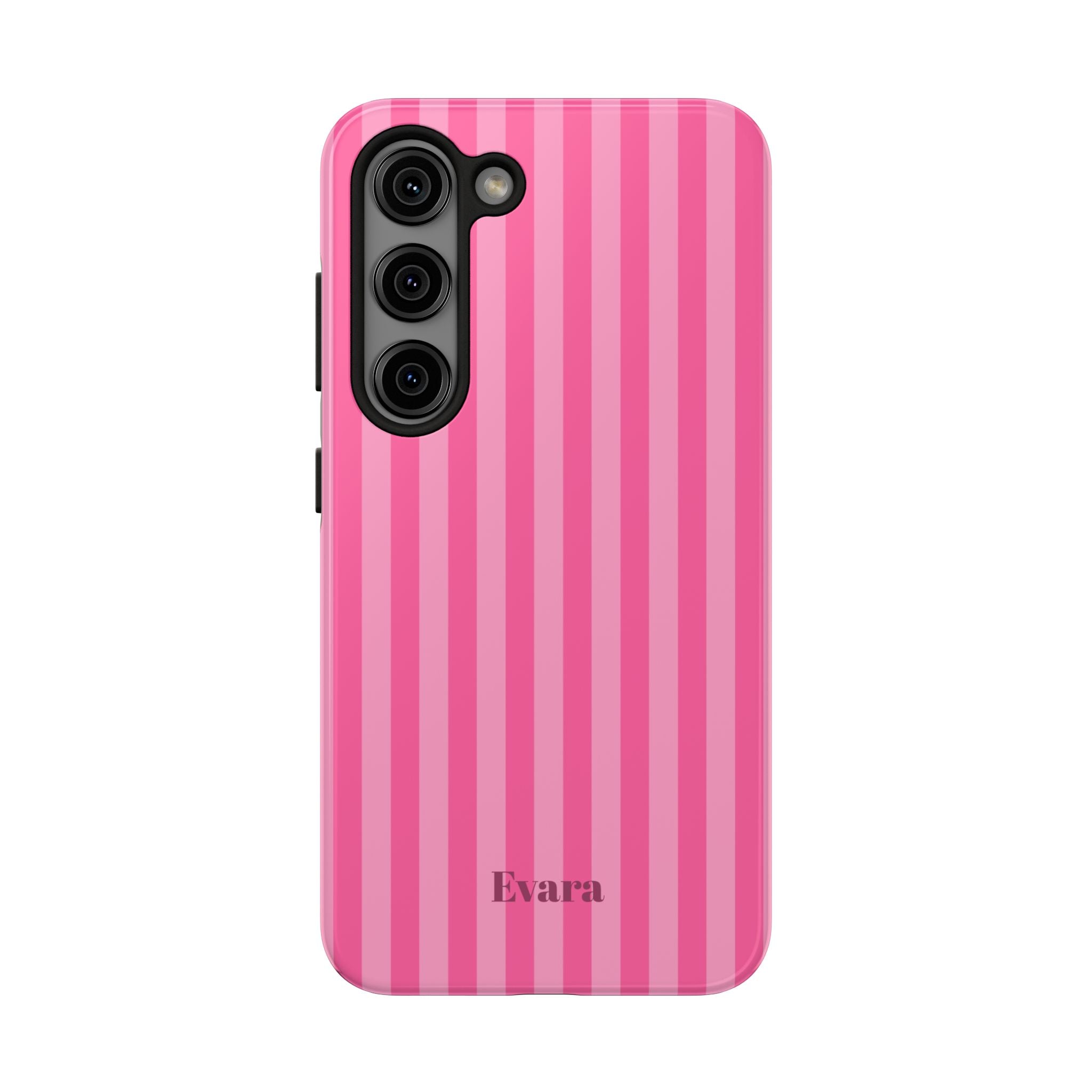 Pink Vertical Stripe Phone Case — Personalized Name Option