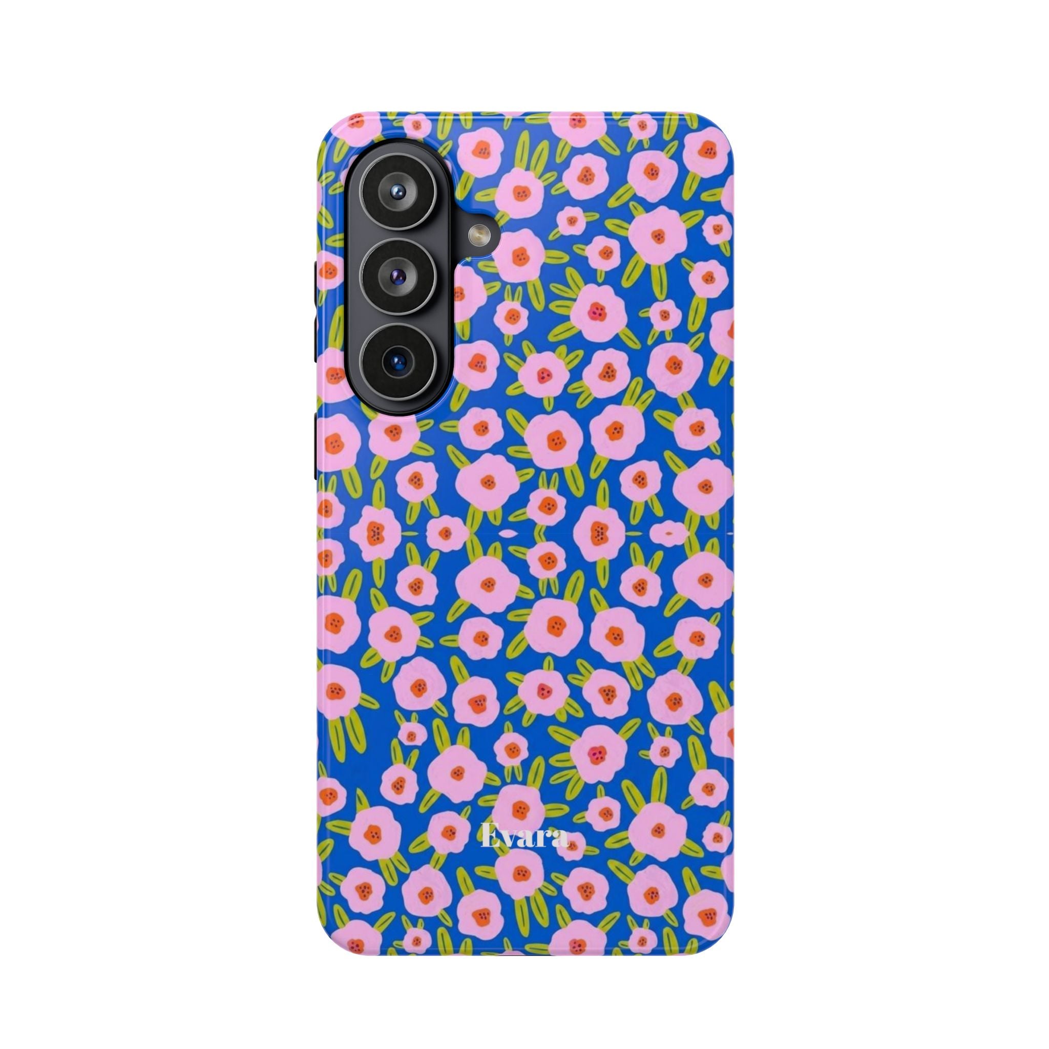 Bright Blue & Pink Floral Phone Case- Magsafe