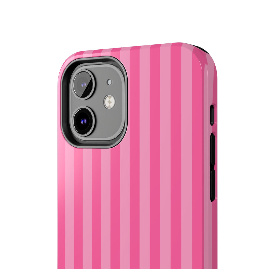 Pink Vertical Stripe Phone Case — Personalized Name Option
