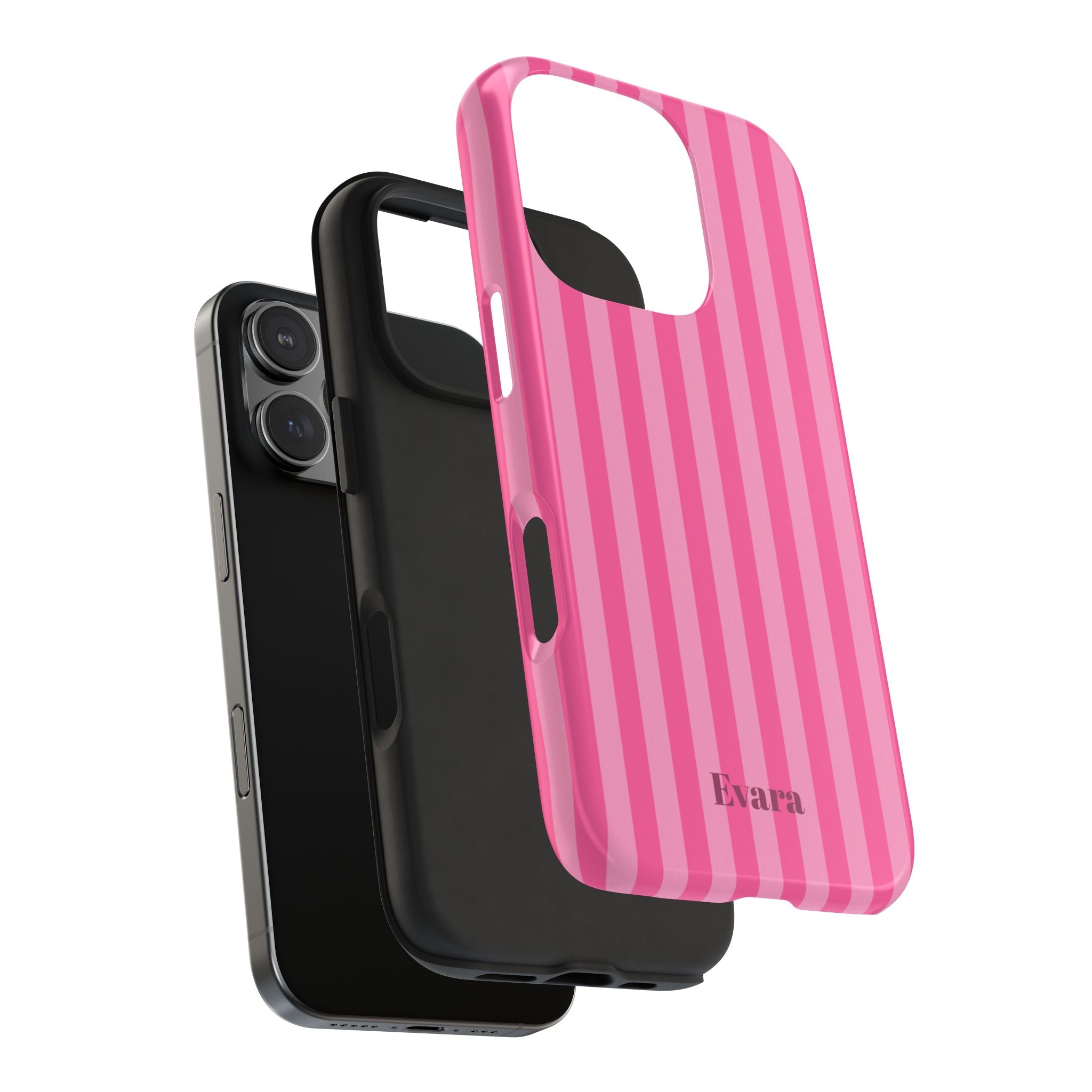 Pink Vertical Stripe Phone Case — Personalized Name Option