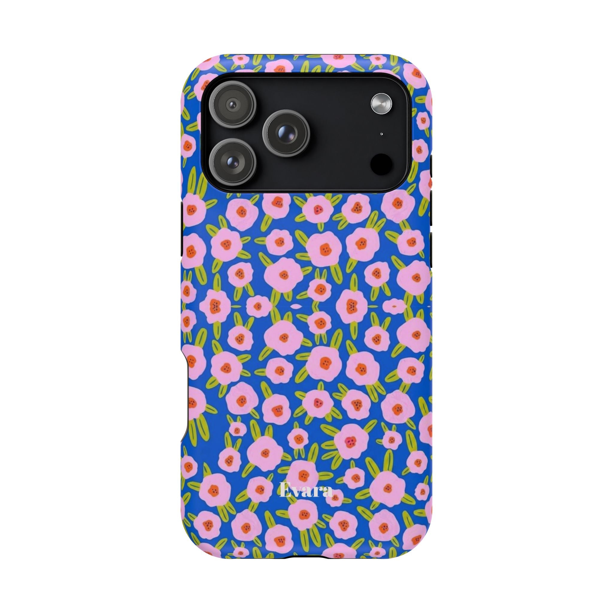 Bright Blue & Pink Floral Phone Case- Magsafe