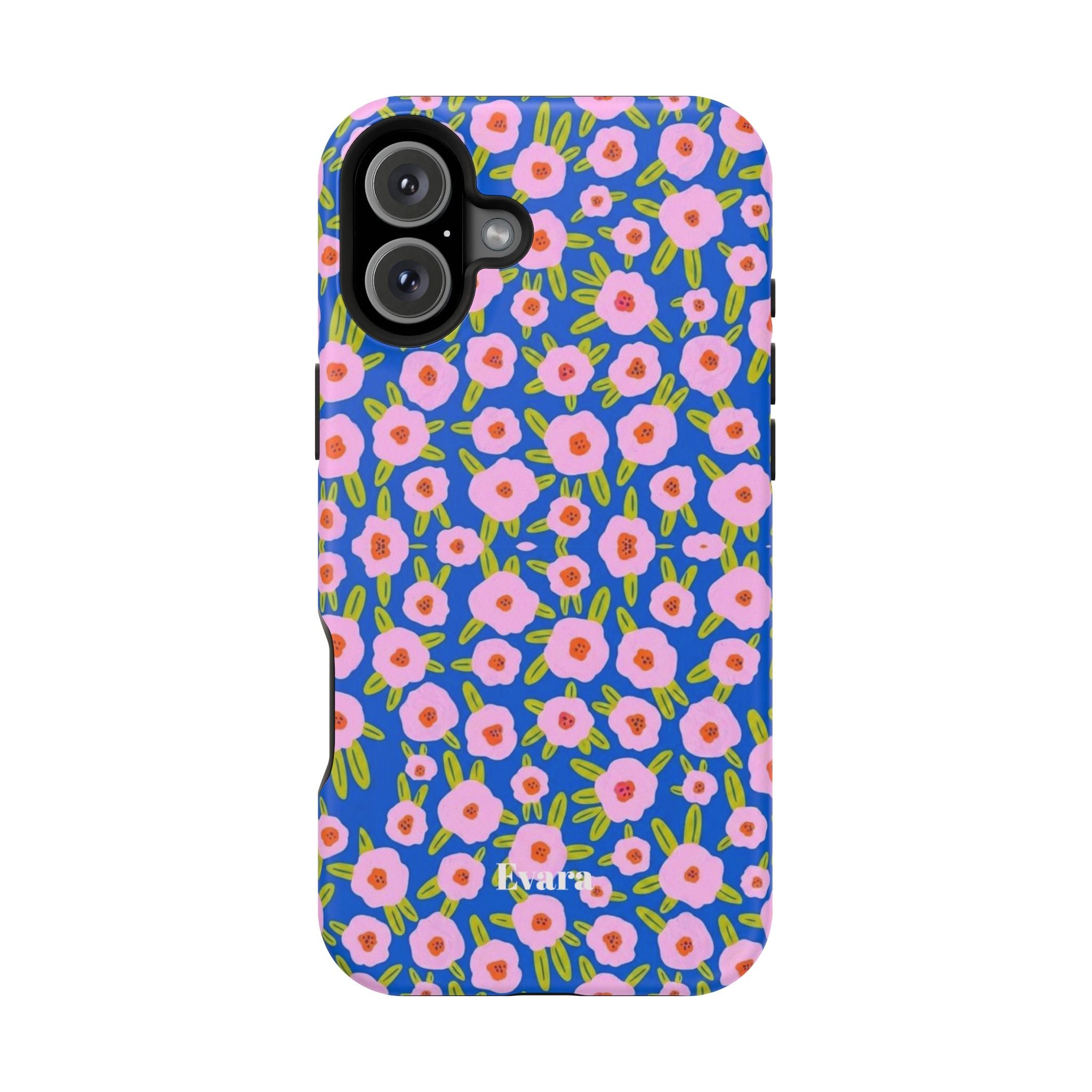 Bright Blue & Pink Floral Phone Case- Magsafe
