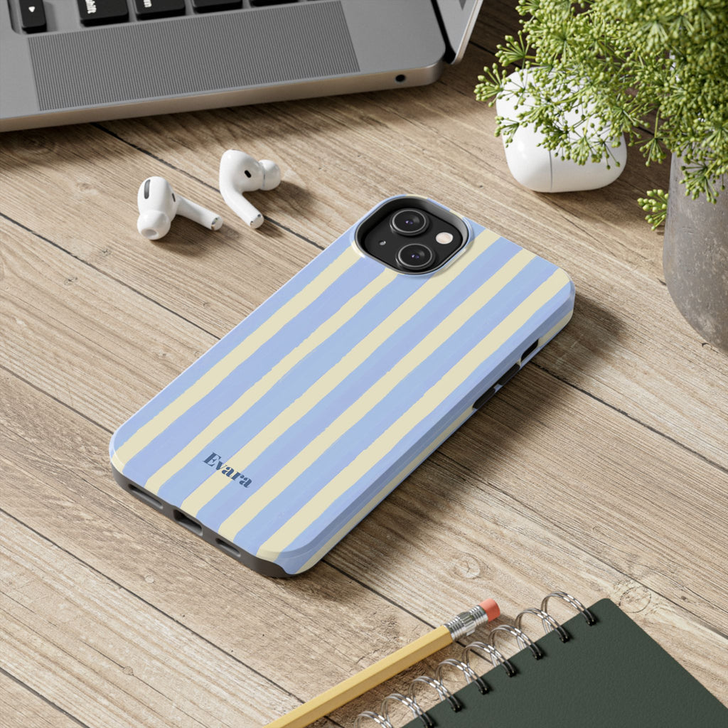 Pastel Blue & Cream Stripe Phone Case