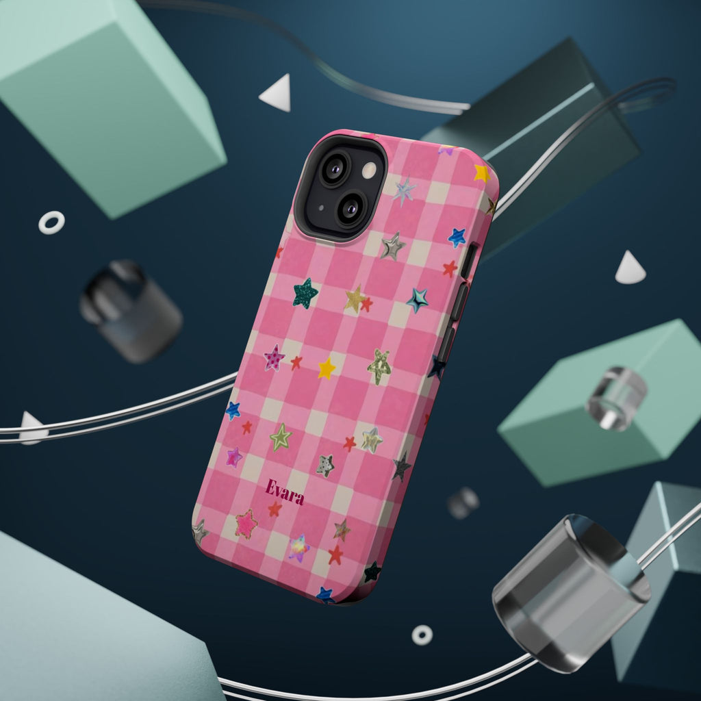 Pink Gingham Star Phone Case- Magsafe