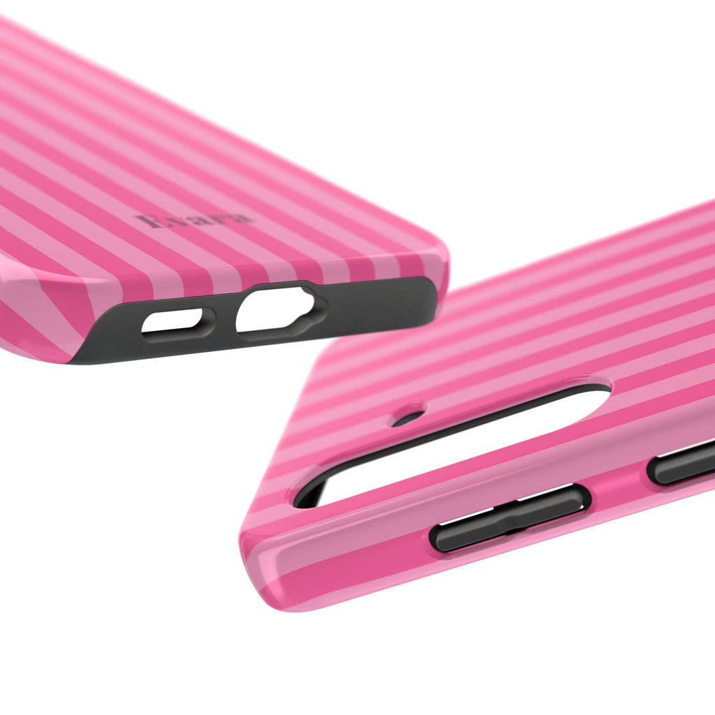 Pink Vertical Stripe Phone Case — Personalized Name Option