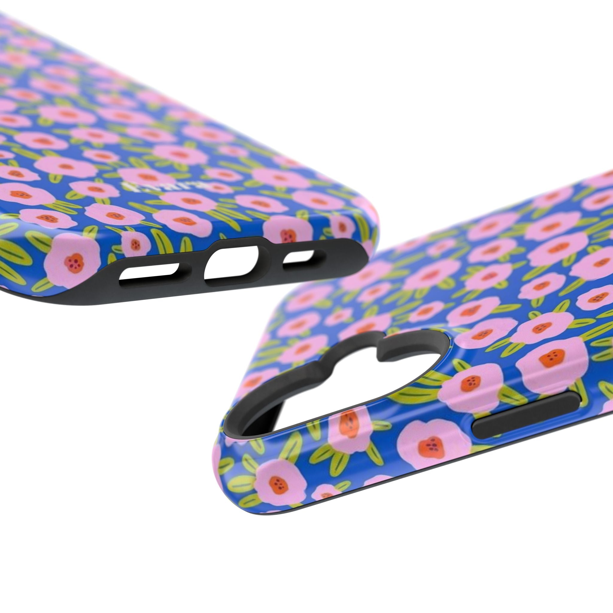 Bright Blue & Pink Floral Phone Case- Magsafe